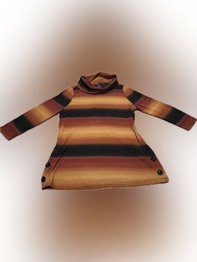 Robert Louis Striped Cowl Neck Tunic - Brown, Black, Gold